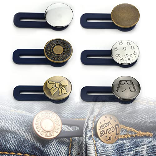 Lohas Select, elastische Hosen-Taillenverlängerung, Jeanshosen-Knopf-Verlängerungs-Set, 6 Stück