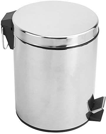 Small Pedal Bin with Lid-5 Litre Bathroom Bin for Rubbish and Waste-Stainless Steel Toilet Bin/Dustbin with Removable Inner Bucket-Ideal Size for Bedroom, Bathroom, Toilet | M&W (white)