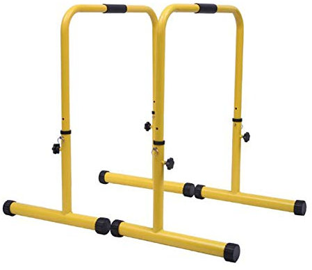 JDKC- Klimmzugstange Tauchstange, Einstellbare Klimmzugstangen, Einstellbare Höhe 81-102 cm / 31,9-40,1 ​​Zoll Ganzkörper-Krafttraining Power Rack (Color : Yellow)