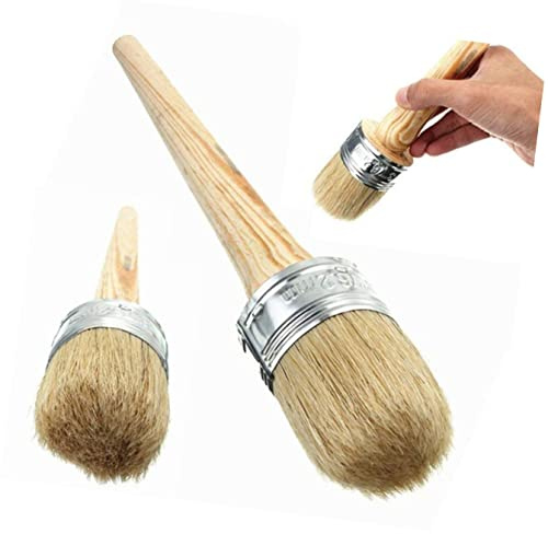 ULDIGI Paint Brush with Bristle Vintage Style Wax Brush for Furniture and Tables with Rust-Resistant Nickel Plated Ferrule Drill Hole for Hanging for Waxing and Antique Restoration