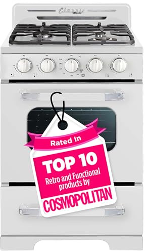 Unique Appliances Off-Grid Classic Retro Propane Range, Freestanding Range with 4 Burners and Battery Ignition, 24, Marshmallow White