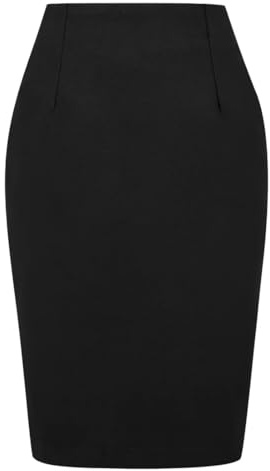 Mywinway Jupes à carreaux pour femmes 2025 Automne Hiver Longueur genou Jupe crayon en laine, Noir pur, Taille S