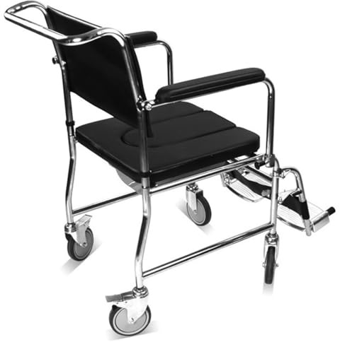 Dusch Toilettenstuhl Fahrbar Nachtstuhl,Pflege Toilettenrollstuhl,Commode Toilet Chair for Bedroom,Duschstuhl mit Rollen für Behinderten A