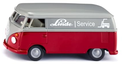 Siku 2362, VW T1 Transporter, 1:50, Metall/Kunststoff, Rot/Grau, Spielzeug-Auto, Türen zum Öffnen, Anhängerkupplung