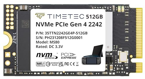 Timetec M.2 SSD NVMe PCIe Gen Internal Solid State Drive Compatible with Steam Deck/Microsoft Surface pro 8/pro 7+/pro X/laptop3/laptop4/laptop go/book3 (2242 Gen 4, 512GB)