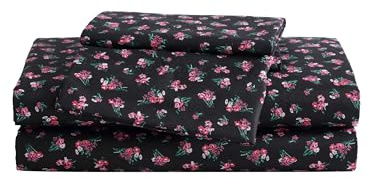 Betsey Johnson - Juego de sábanas tamaño Queen, Suave y Ligero, Resistente a la decoloración y a Las Arrugas (Bouquet Ditsy Black, Queen)