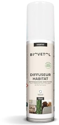 Biovetol - Diffuseur Insecticide Habitat - Insecticide Bio Certifié Ecocert - Efficace pour Eliminer les Puces, Tiques, Aoutats, Moustiques (75 ml)