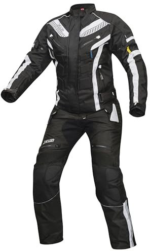 Damen Textilkombi 600D Motorradkombi Touringkombi X-DRIVE Motorradhose Motorradjacke atmungsaktiv wasserdicht Schwarz Weiß (X-Drive-Lady-2024, DE/NL/SE/PL, Alphanumerisch, M)