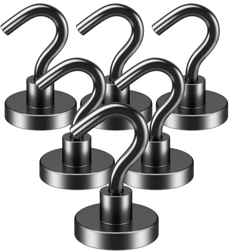 VNDUEEY Black Magnetic Hooks, 10 kg starke Magnethaken zum Aufhängen, Magnethaken Heavy Duty, Kühlschrankmagnete Magnetaufhänger für Kreuzfahrt, Küche, Arbeitsplatz und Garage