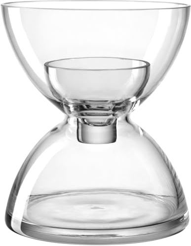 LEONARDO HOME Diabolo Vase, 1 Stück, formschöne Vase aus Glas, handgemachte Dekoration, stilvolles Windlicht für Kerzen, Tischschmuck für Einrichtungsliebhaber, Höhe 19 cm, transparent, 025644