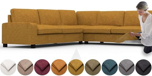 comfortly Bezug für Kivik 5 (3 + 2) Sitzecksofa, Ersatzschonbezug, strapazierfähig, 16-teilig, weicher, strapazierfähiger, waschbarer Stoff, leicht zu reinigen und zu ersetzen (Krone - Curcuma)