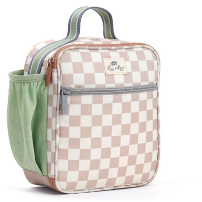 Itzy Ritzy Toddler Lunch Box - Kids Lunch Bag is Insulated and Includes Water Bottle Holder Plus 2 Pockets - Durable, Easy to Clean Toddler Bag (Checkerboard)