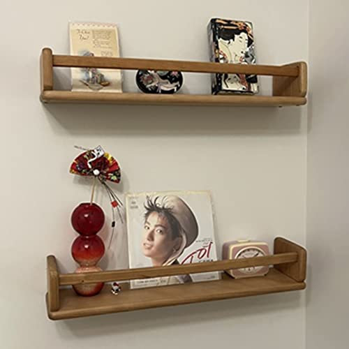 KHLMSRXJ Zeitschriftenständer aus Holz, an der Wand montierter Broschüren- und Zeitschriftenständer für Wohnzimmer, Kinderzimmer, Badezimmer, schwebende Bücherregale, leicht zu erreichen (F