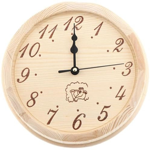 Sauna Timer 9'' Hanging Polished Wood Clock Sauna Accessories with Large Clear Numerals Elegant Wood Wall Clock for Home and Gym Decoration, Sauna Timer