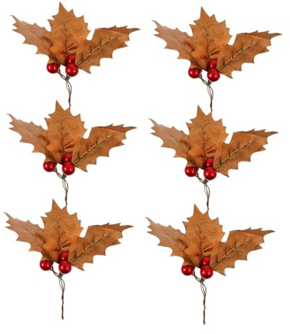 TINEASUR 6pezzi Ornamenti di Foglie Artificiali Decorazione per Casa Bacche Decorative Decorazione per Feste Serali Decorazioni Natalizie