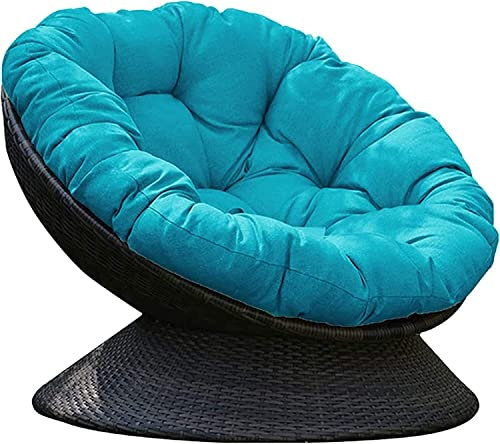 Cojín redondo para silla de interior y exterior, cojín de asiento con forma de cuenco de algodón esponjoso para silla de luna, cómodo cojín colgante para hamaca en color azul, tamaño 130 cm