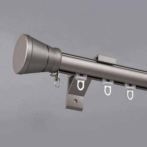 Rail de rideau de douche rond simple à fixer au mur - Gris foncé - 2 m - Barre découpable pour chambre à coucher