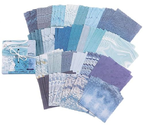 ZAKHSE Scrapbook Zubehör, 100 Blatt Designpapier Elegantes Blau Scrapbook Papier 8cm Texturiert Bastelpapier, 25 Designs, Leichtes Spezialpapier Dekorpapier zum Basteln, Journaling, Fotoalben Dekor