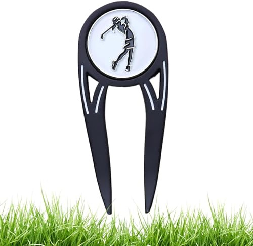 demaxiyad Golf Pitchgabel und Ballmarker, Metall-Reparaturwerkzeug, Pitchgabel magnetisch, Ausrichtung, grüne Rasengabel, Putting Pitchgabel für Golfer