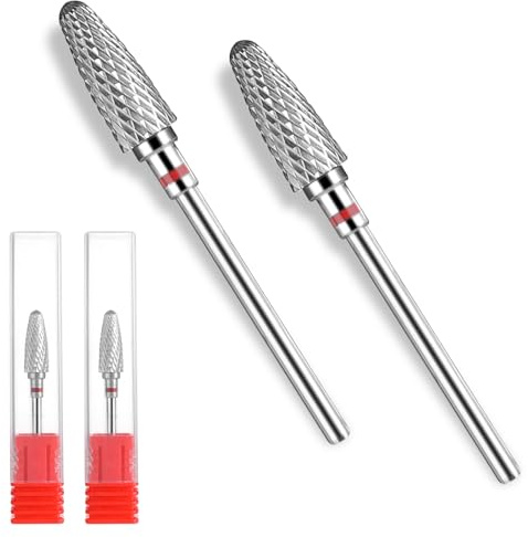 Gjinxi 2PCS Embouts de ponceuse à ongles 8,7 mm en carbure de tungstène Fraiseuse pour cuticules Embouts de manucure Lime à ongles Bit pour enlever les ongles en gel Manucure Pédicure Outil d