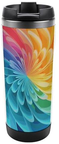 GHENBLT Rainbow Dynamic Coffee Travel Mug 12 Oz Coffee Mug Tumbler Coffee Tumbler Travel Coffee Mug Stainless Steel Water Bottles Insulated Water Bottle Travel Mug Travel Coffee Tumbler