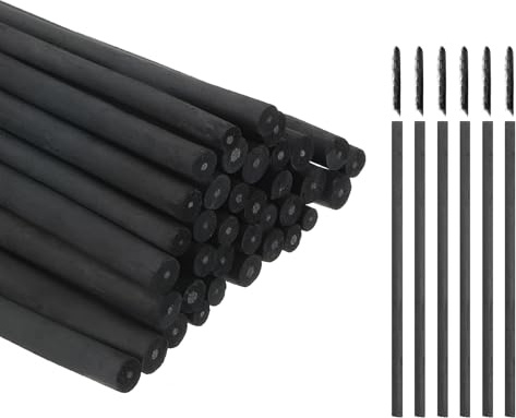 sourcing map Willow Charcoal Sticks, 2-4mm Willow Charcoal Pencils Soft Sketch Vine Art Supplies Set for Drawing Sketching Shading Painting Artists Beginners (Black, Pack of 50)