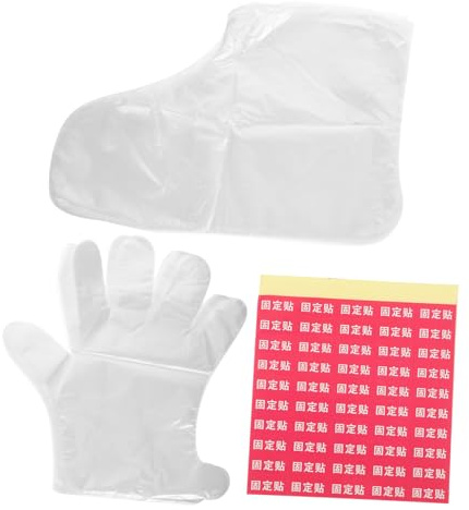 TOVINANNA Fußmaske und Handaccessoire Satz aus Pe mit Auslaufsicherem Design und Praktischen Fixieraufklebern für Fußversorgung zu Hause und Salon Zufälliger Stil