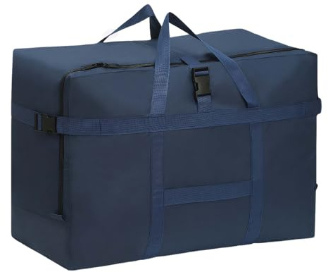 Borsa da Viaggio Pieghevole Extra Grande, Grande Capacità Borsa da Viaggio Duffel, Leggera e Impermeabile Sopra i Bagagli, per Compagnia Aerea, Viaggi, Campeggio, Traslochi, 60 * 30 * 42cm, Blu