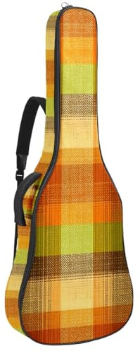 Gitarrentasche, gepolstert, für Akustikgitarre, mit verstellbaren Schultergurttaschen, Orange und Limettengrün, Mehrfarbig 04, 42.9x16.9x4.7 in, Lässiger Tagesrucksack