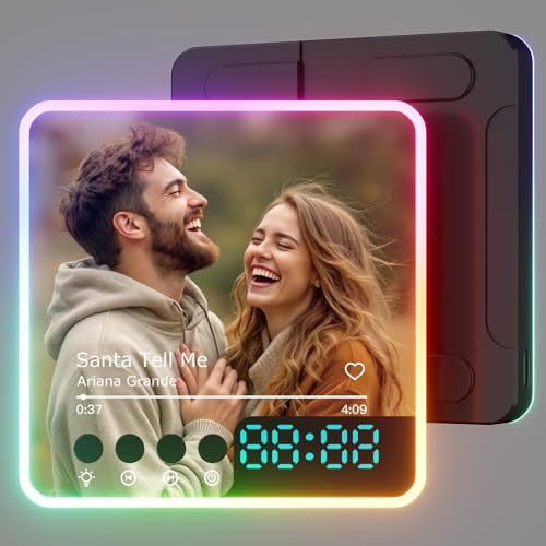 witfox Magnete da Frigorifero con Musica - Calamita Personalizzata con luce e orologio - Music Frigo Magnet con Foto e Canzone Spotify - Regalo Calamite Frigorifero per Natale, San Valentino-1 Foto