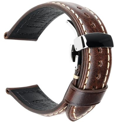 Generico Läderband för klocka - 20/22/24 mm med spänne för smartwatch, 19mm, Acetat, Ingen ädelsten