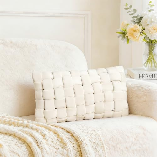 Soft Decorative Throw Pillows - Versatile Knot Pillow & Cute Throw Pillows for Couch, Bed & Living Room, Stylish Set with Comfortable Touch for Home Decor 19.6inches × 11.8inches (cracker khaki)