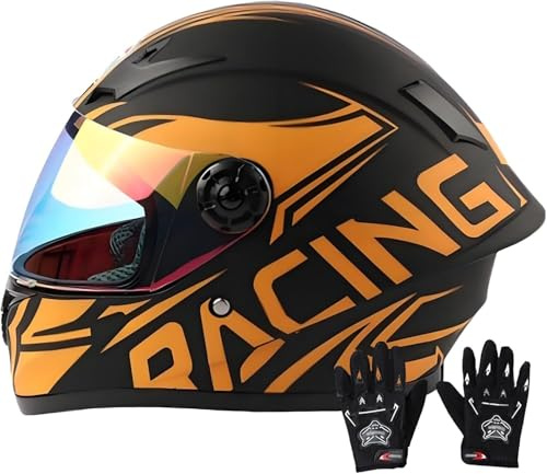 Caimcie Casco Integral de Motocicleta para niños de 3 a 13 años, homologado por ECE/Dot, con Visera, para Moto Todoterreno, Quad, Karting y Patinete eléctrico, niños y niñas. I,S=47-48cm