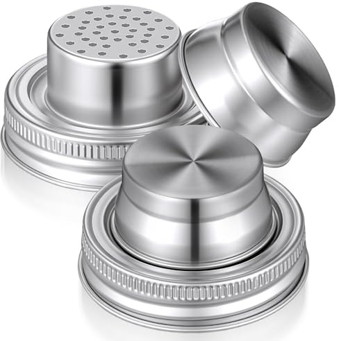 PATKAW 2pcs Stainless Steel Mason Jar Covers for Cocktail Shaker, Easy to Use Mason Jar Lids with Silver Sturdy Material, for Drinks Shaking and Seasoning