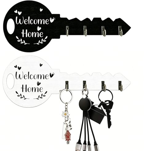 2 Pcs Wooden Key Holder for Wall Car Key Holder, Practical Wall Hooks, Stylish Mounted Keys Rack Organizer, Multipurpose Home Decor for Entryway Kitchen Office Living Room Daily Storage Use