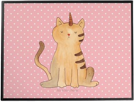 Mr. & Mrs. Panda schreibtischunterlage Einhorn Katze - Geschenk, Unicorn, Glitzer, schreibtischunterlagen, tischpad, Mieze, Regenbogen, Schreibunterlage, schreibauflage, tischmatte