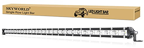SKYWORLD 32 Zoll 81cm 150W LED Arbeitsscheinwerfer Bar Slim Lichtbalken | Einzelne Reihe, 12V 24V Flood Spot Offroad Scheinwerfer Wasserdicht Lightbar für 4x4 Auto KFZ SUV ATV UTV Traktor, 6000K Weiß