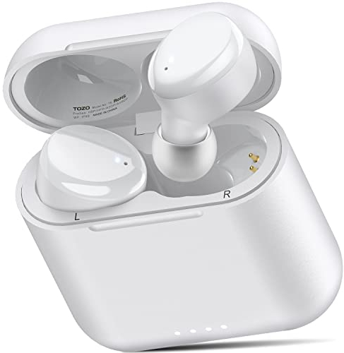 TOZO T6 True Wireless Earbuds Bluetooth 5.3 Headphones Touch Control with Wireless Charging Case IPX8 Waterproof Stereo Earphones in-Ear Built-in Mic Headset Premium Deep Bass White