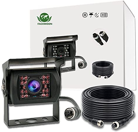 Rückfahrkamera mit 10M Auto Video Verlängerungskabel 4-Pin Luftfahrt-wasserdichtes Shockproof, IP68 wasserdicht, 18IR Nachtsicht, für LKW/Anhänger/Bus/Van/Landwirtschaft/Schwertransport(12-24 Volt)