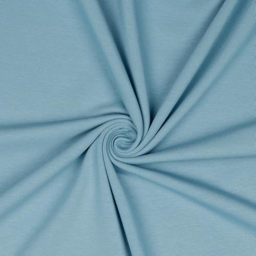 Jerseystoff Uni Meterware Tex Standard 100 + GOTS zertifiziert 69 Farben zur Auswahl Uni + Meliert (070 I Blauer Schatten, 200 x 150cm)