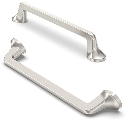 FURNIWARE 10 Stück Möbelgriffe Schrankgriffe Küchengriffe Schubladengriffe Griffe Möbel für Küchenschränke Schränke Möbelgriffe Schubladengriffe 128mm Lochabstand Gebürstetes Satin-Nickel