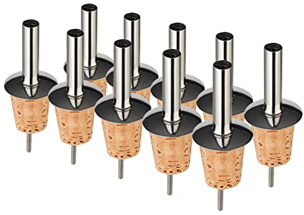 Kork-Deko 10er-Pack Flaschenausgießer mit Korkstopfen für Essig, Öle & Spirituosen und Liköre – mit abgeschrägtem Ende für perfekte Dosierung – Ausgießer mit Korken – geruchs- und geschmacksneutral