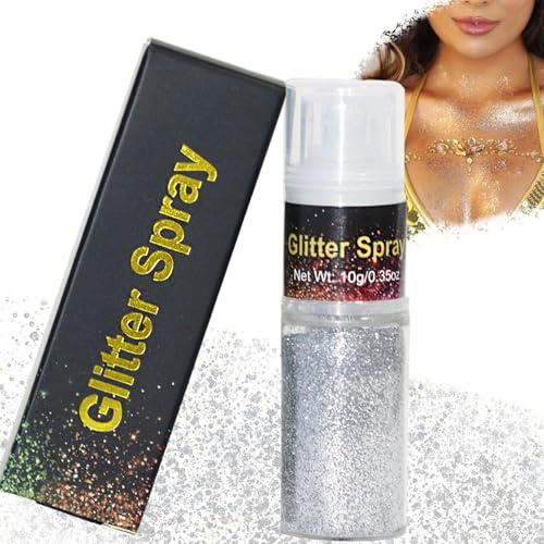 HTRUIYATY Glitter Spray per Corpo,Spray Glitter Brillantini per Capelli Polvere Ultrafine Glitter Make up per Tessuti Cosplay Festival