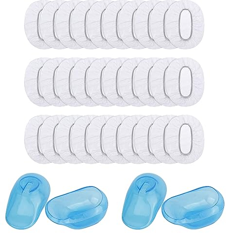 104 Piezas Protector Oreja Impermeables, Cubierta Oído Fundas Transparentes Banda Elástica, Silicona Reutilizables Protector Oído, Desechables Protector Cubierta Oído, para Hogar y Hotel, Peluquería