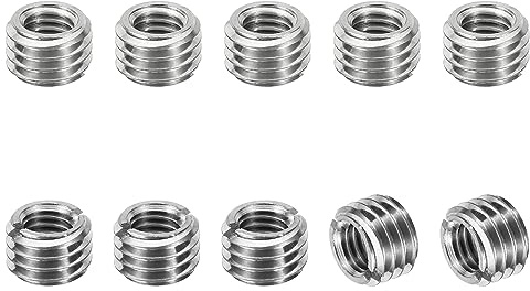 PATIKIL Insert Fileté, M12*1,75 Mâle à M8*1.25 Femelle 8mm 10 pcs | Filetage Adaptateurs Manchon Réduction Écrou, Réparation Insérer Écrou Vis Réducteur, Conversion Inox Acier Fixation