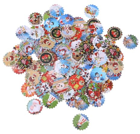 EXCEART 100stücke Bunte Cartoon Holzknöpfe Weihnachtsdeko Zum Nähen Und Basteln Gemischte Holz Zahnräder Dekorative Diy Knöpfe Für Kleidung Stricken Scrapbooking