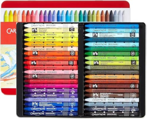 Caran d'Ache Neocolor I. Permanente Wachspastelle. Permanentwachsstifte SET 40 + 1 Karte