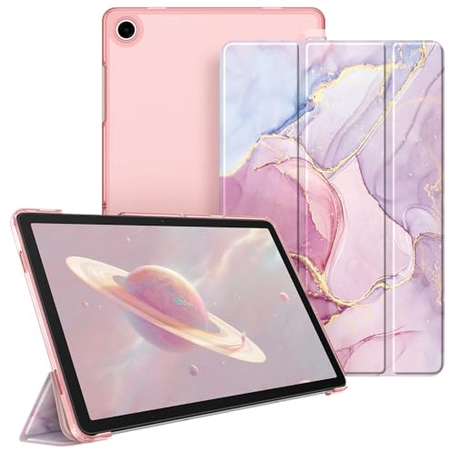 Fintie Hülle für Samsung Galaxy Tab A11+ Plus/Tab A9+ Plus 11 Zoll 2025 | Schlank Tablet Schutzhülle mit Dreifach-Ständerfunktion, Transluzente Rückseite, Glorreicher Marmor