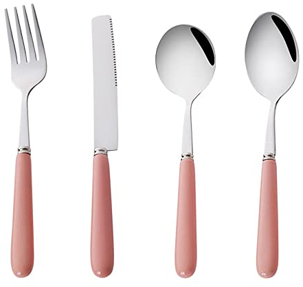 Ensemble d'argenterie rose pour 6 couverts en acier inoxydable de qualité supérieure, poignées en céramique, 24 couverts modernes, ustensiles de table, pour la maison, le mariage, les couteaux de rest