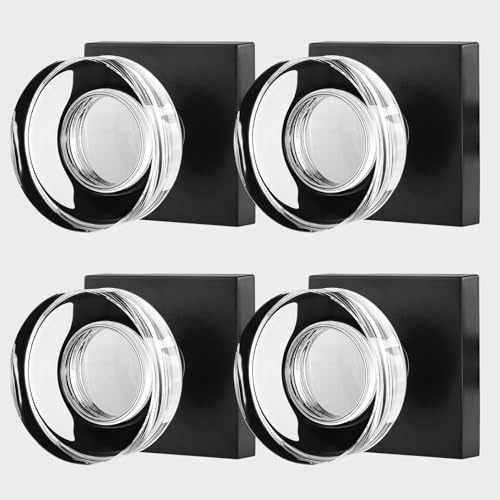 newliplace Glas-Türknäufe innen, Kristall-Attrappe, Türknauf für den Schrank, schwarze Attrappe, Türgriffe für Bifold, mattschwarz, 4 Stück